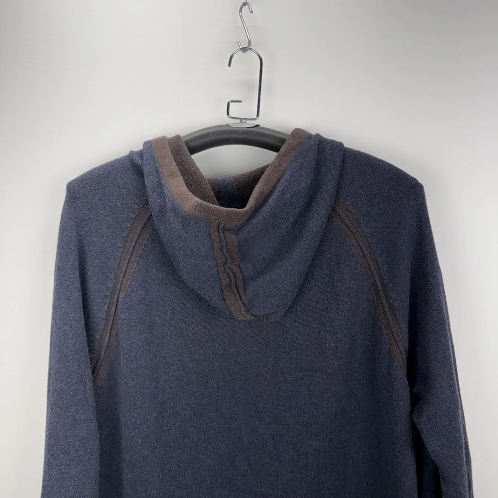 Carbon2Cobalt‎ Mens Cotton Cashmere Knit Hoodie Sweater Size XXL 2XL Blue Gray